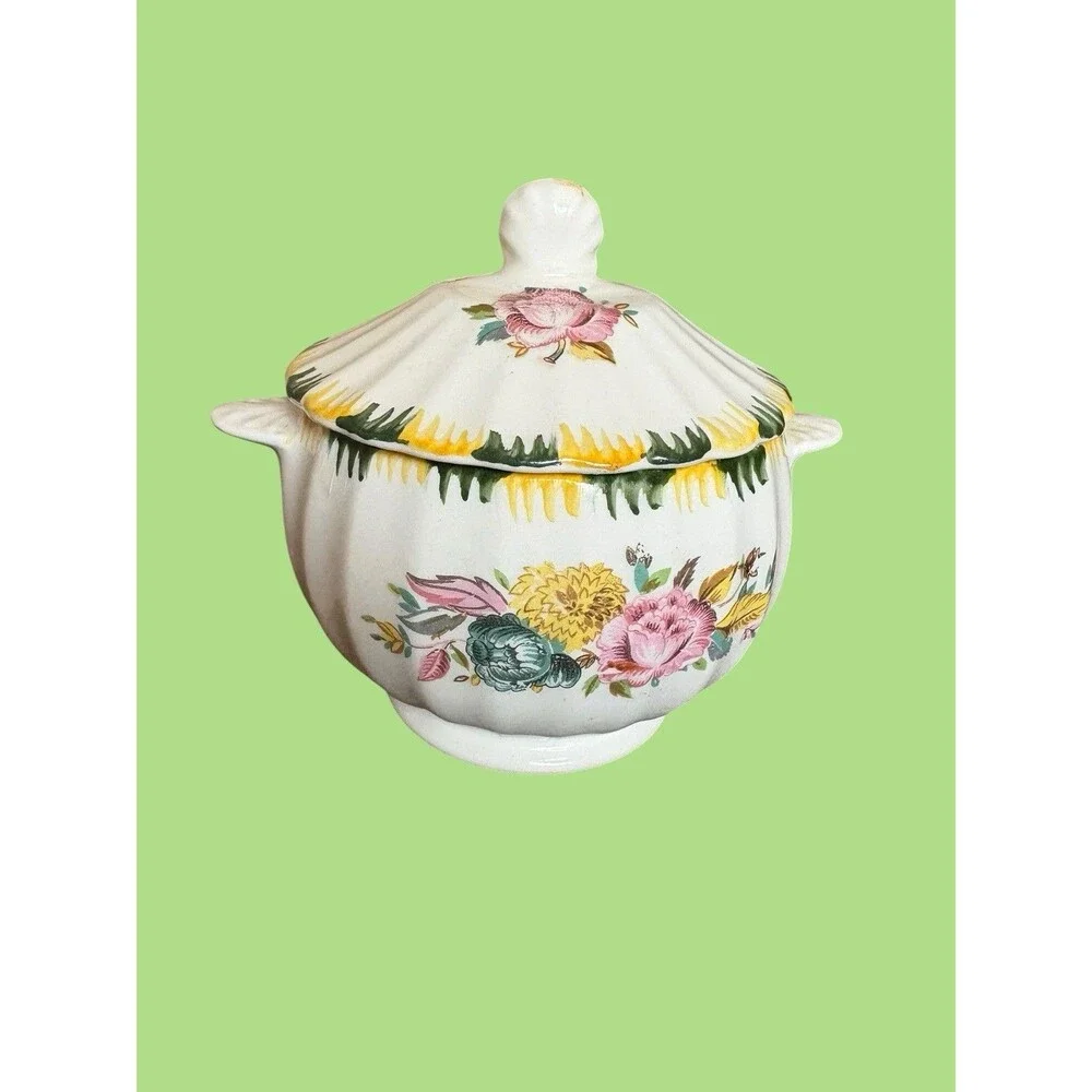 Limoges Monsoon Regency Bouquets Flowers Creamer With Lid Vintage Rare 1940s